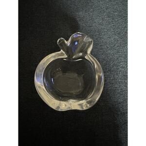 Vintage VANNES LE CHATEL France French Crystal Art Glass Apple Dish